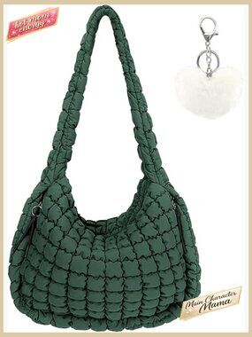 Large Quilted Tote Bag Crossbody Puffer Hobo Carryall Shoulder Bubble Bag